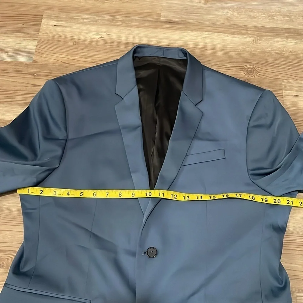 Zara men’s Blazer Suit jacket Sport coat Steel Blue Size 44 Stretch 2 Button